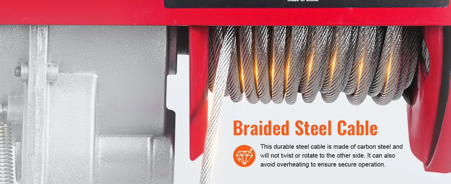 VEVOR 400-1000kg Elektrischer Palan Hebezeug Kabelhaspel Winch für Boot Auto Garage Aufzug mit Wired Remote Control Lifter