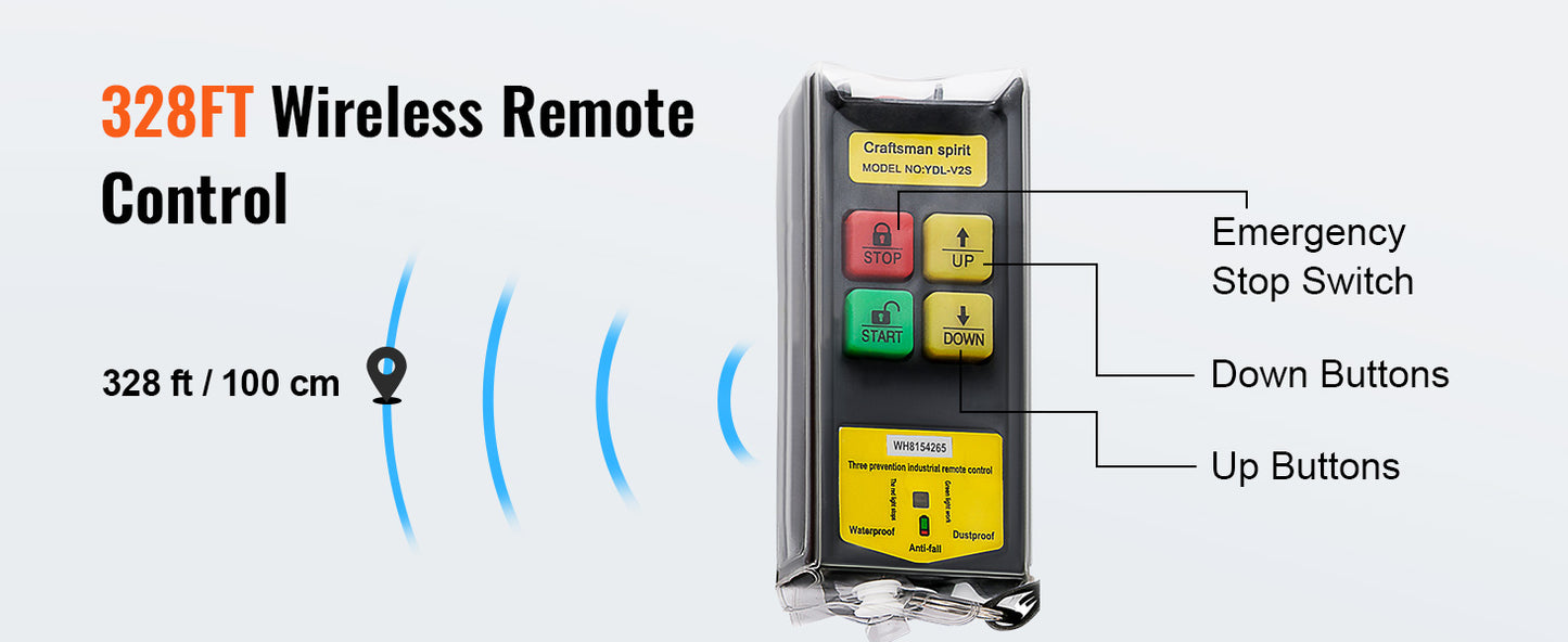 VEVOR 400-1000kg Elektrischer Palan Hebezeug Kabelhaspel Winch für Boot Auto Garage Aufzug mit Wired Remote Control Lifter