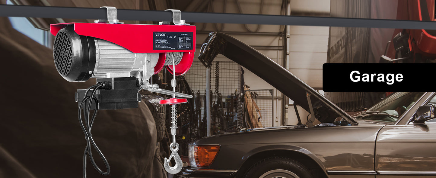 VEVOR 400-1000kg Elektrischer Palan Hebezeug Kabelhaspel Winch für Boot Auto Garage Aufzug mit Wired Remote Control Lifter