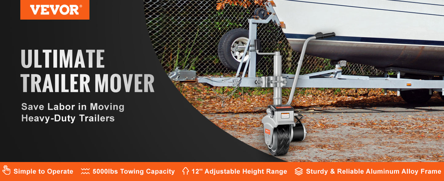 VEVOR 5000lbs Elektrischer Trailer-Dolly 12V Trailer-Jockey-Rad mit 22 ft/min Geschwindigkeit & Adjustable Höhe für Caravan-Boat-Bewegung