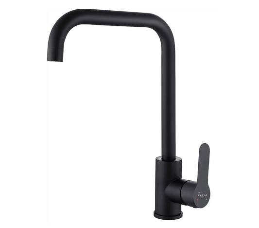 Fossa High Pressure Kitchen Faucet 360° Swivel, Stainless Steel Kitchen Faucet, Kitchen Mixer Tap with High L Bend Spout-257mm (Black)-0