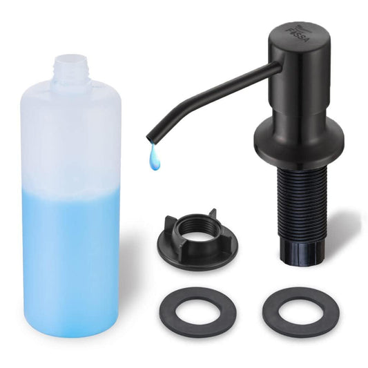 Fossa Soap Dispenser for Kitchen Sink Stainless Steel Built in Sink Soap Dispenser with Refillable Bottle 300ml Capacity Black-0