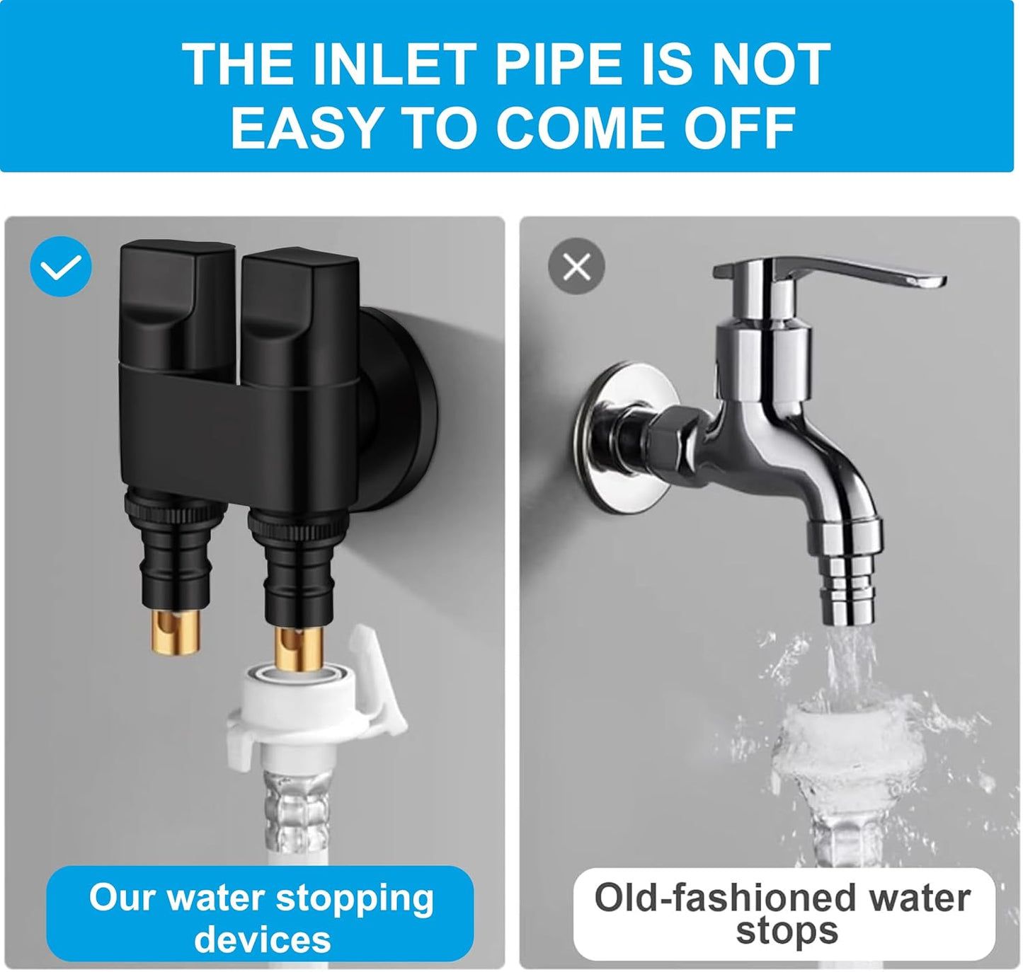 Fossa Shower Diverter Valve,Two Outlets Dual Control Washing Machine Tap Triangular Adapter Valve Spare Parts for Toilet, Bidet, Shower, Sink, (Chrome Finish) Black with Nozzle-1