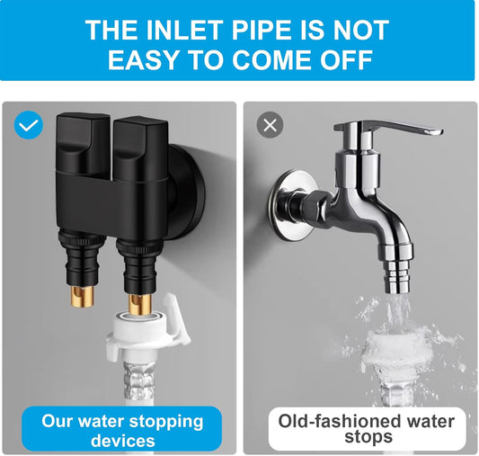 Fossa Shower Diverter Valve,Two Outlets Dual Control Washing Machine Tap Triangular Adapter Valve Spare Parts for Toilet, Bidet, Shower, Sink, (Chrome Finish) Black with Nozzle-1