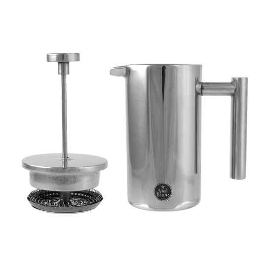 French Press aus Edelstahl - doppelwandiger Kaffeebereiter
