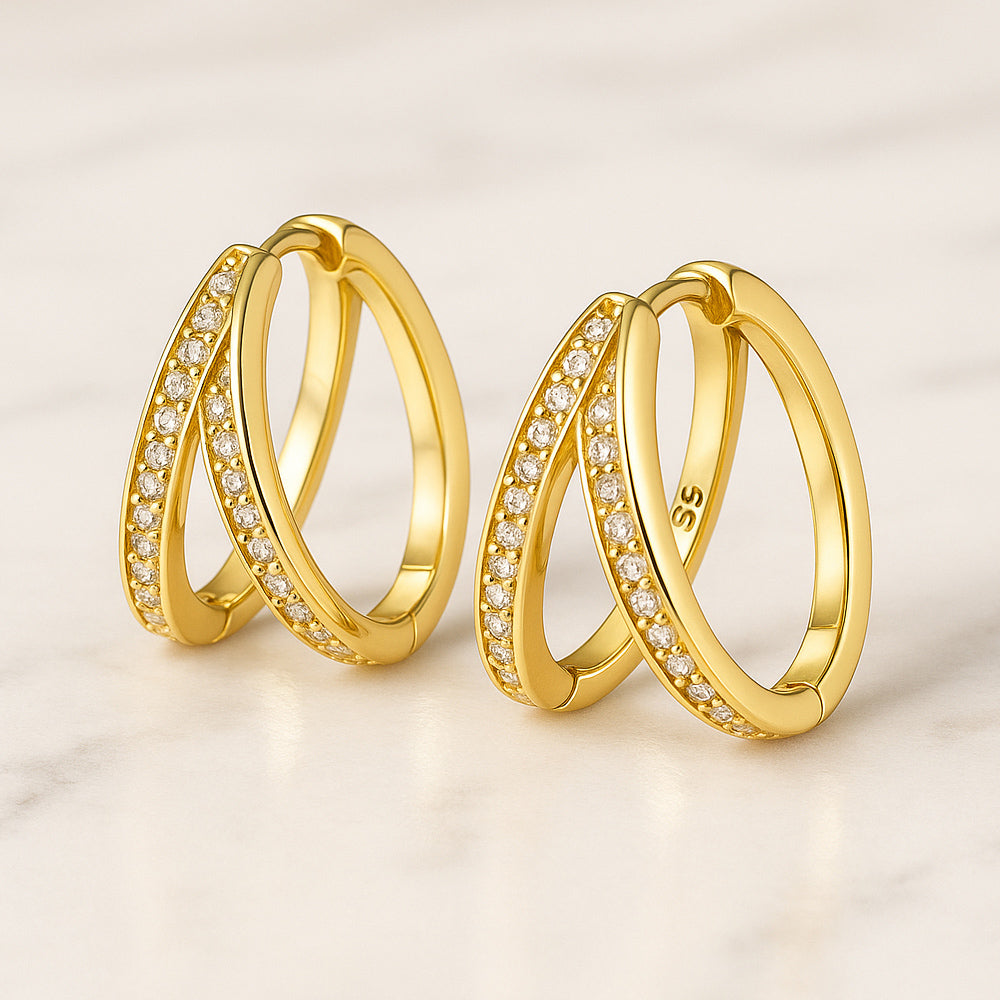 Cercei din argint 925, cercei cu strasuri despicate, 1 cm