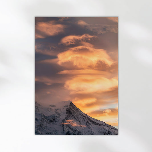 Aiguille Du Goûter Chamonix Orange Sunset - 200gsm Druckpapier A4