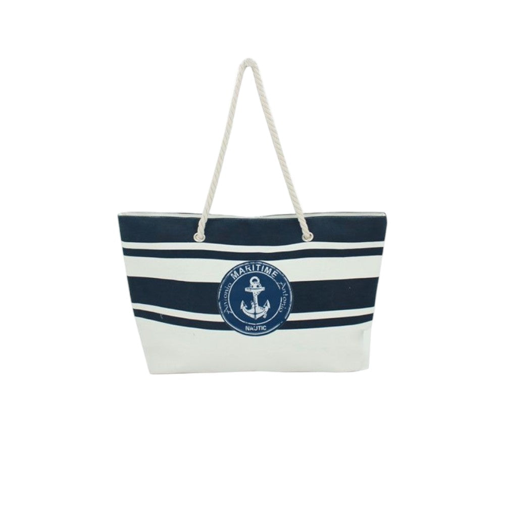 Maritime Strandtasche Große Kapazität - Maße 66 x 40 cm, Reißverschluss