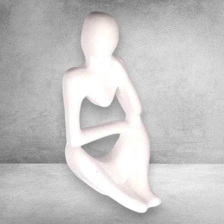 HerzensKunst Skulptur Nachdenkliche Frau - Größe 22 cm, Gewicht 1,2 kg