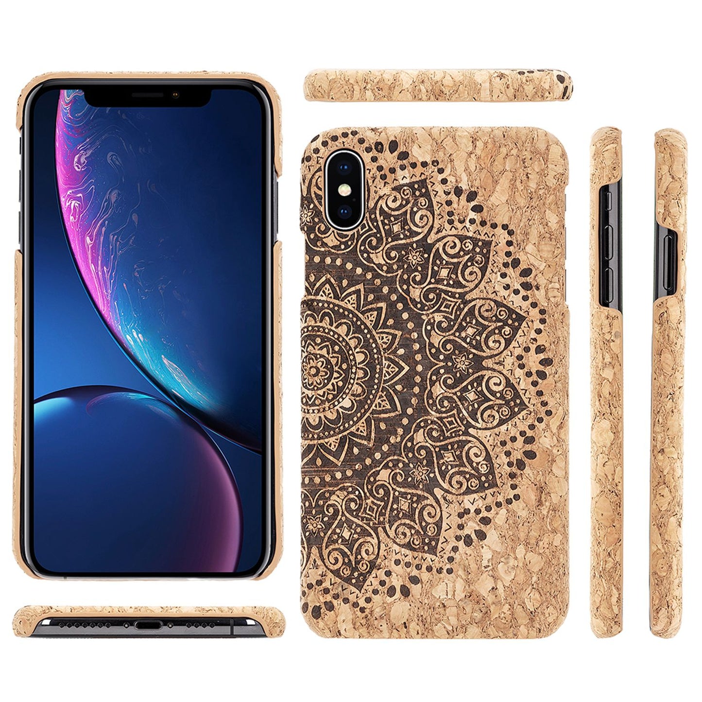 Husă de plută NALIA pentru iPhone XS Max, aspect de lemn natural