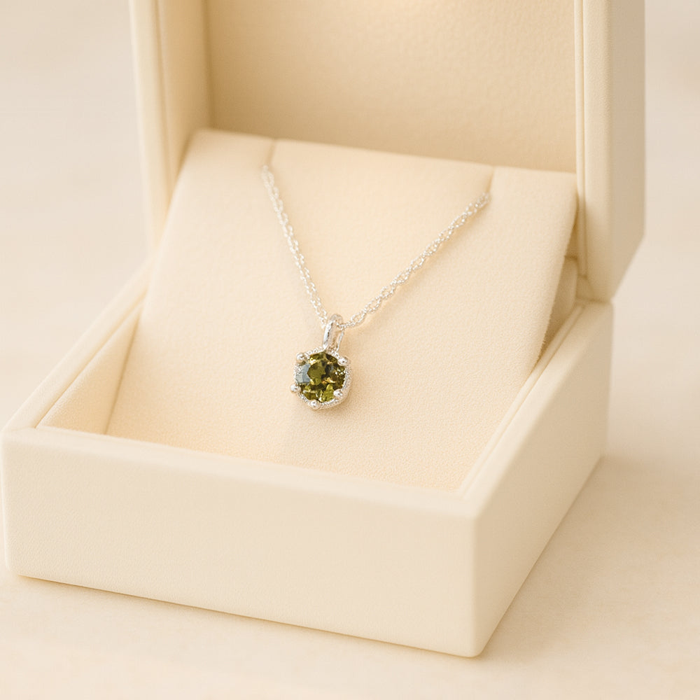 Colier cu pandantiv din argint 925, cristal mic, 45cm