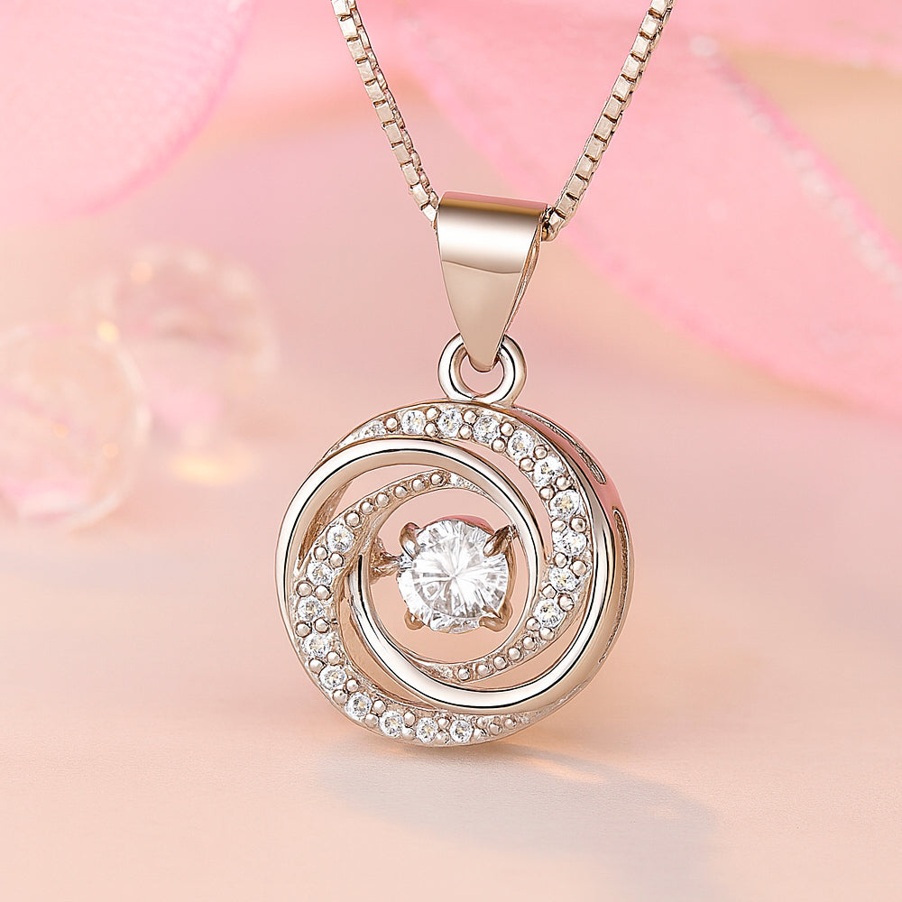 Colier cu pandantiv din argint 925, cristal într-o coroană de strasuri, 45cm