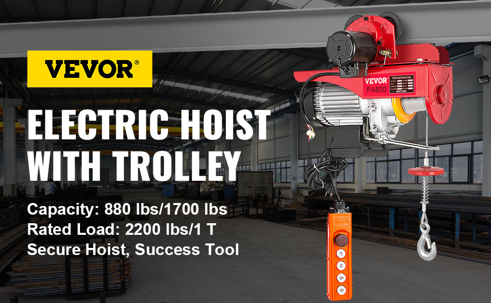 VEVOR 1700LBS/2200LBS Wired Electric Hoist Crane