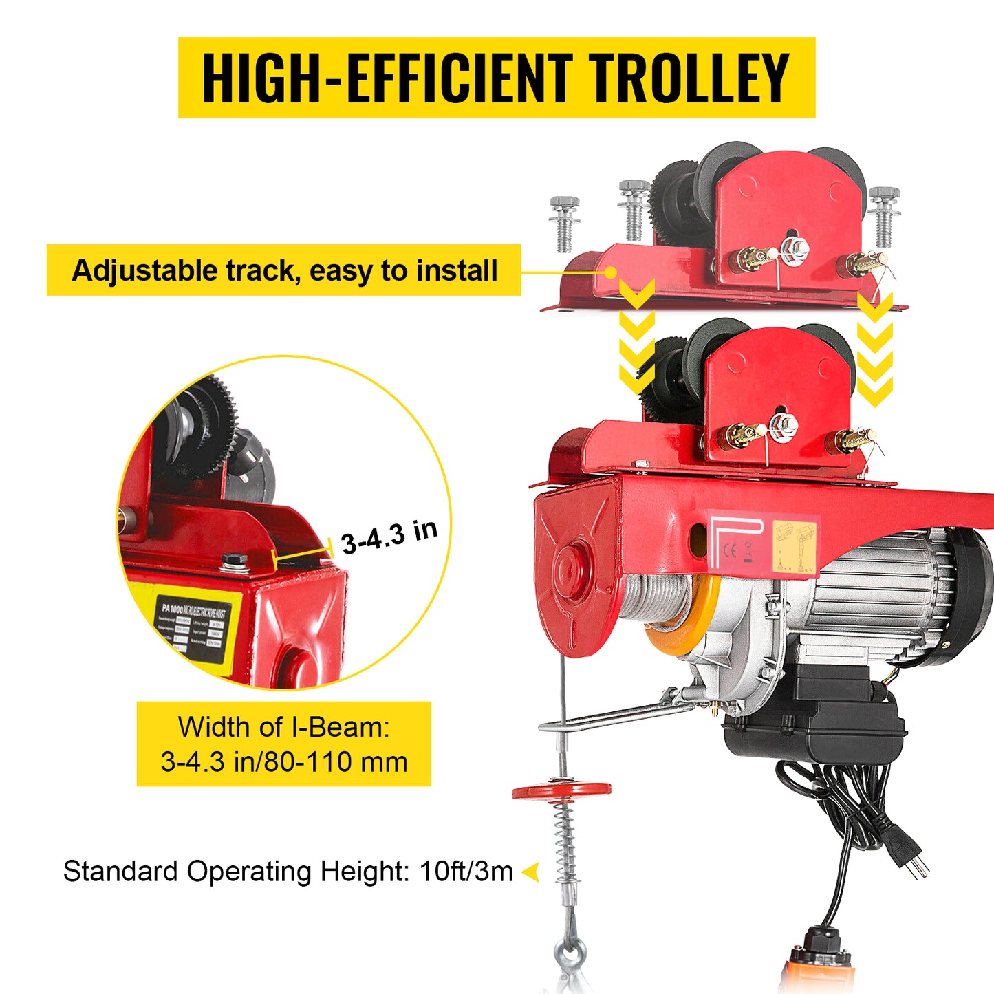 VEVOR 1700LBS/2200LBS Wired Electric Hoist Crane