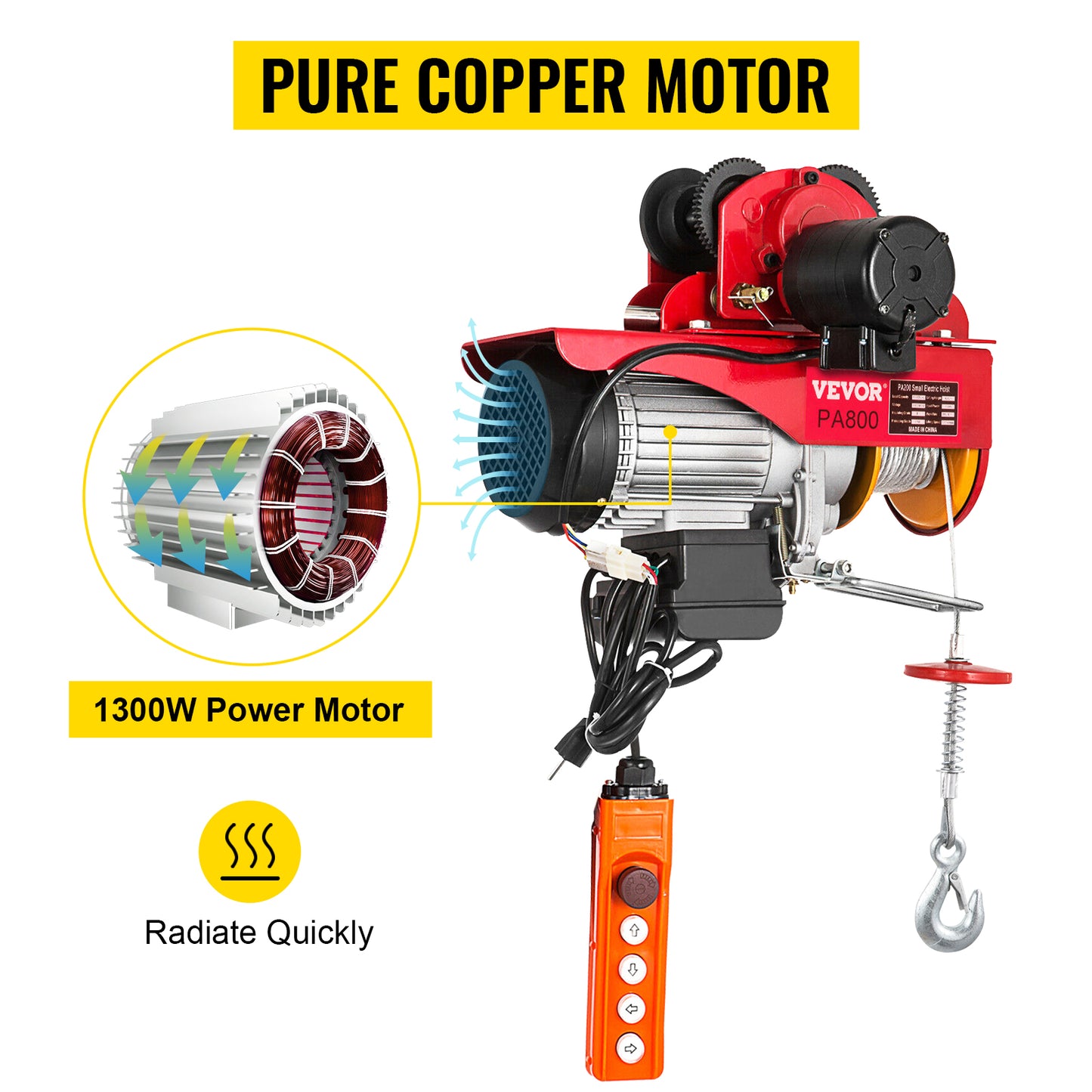 VEVOR 1700LBS/2200LBS Wired Electric Hoist Crane