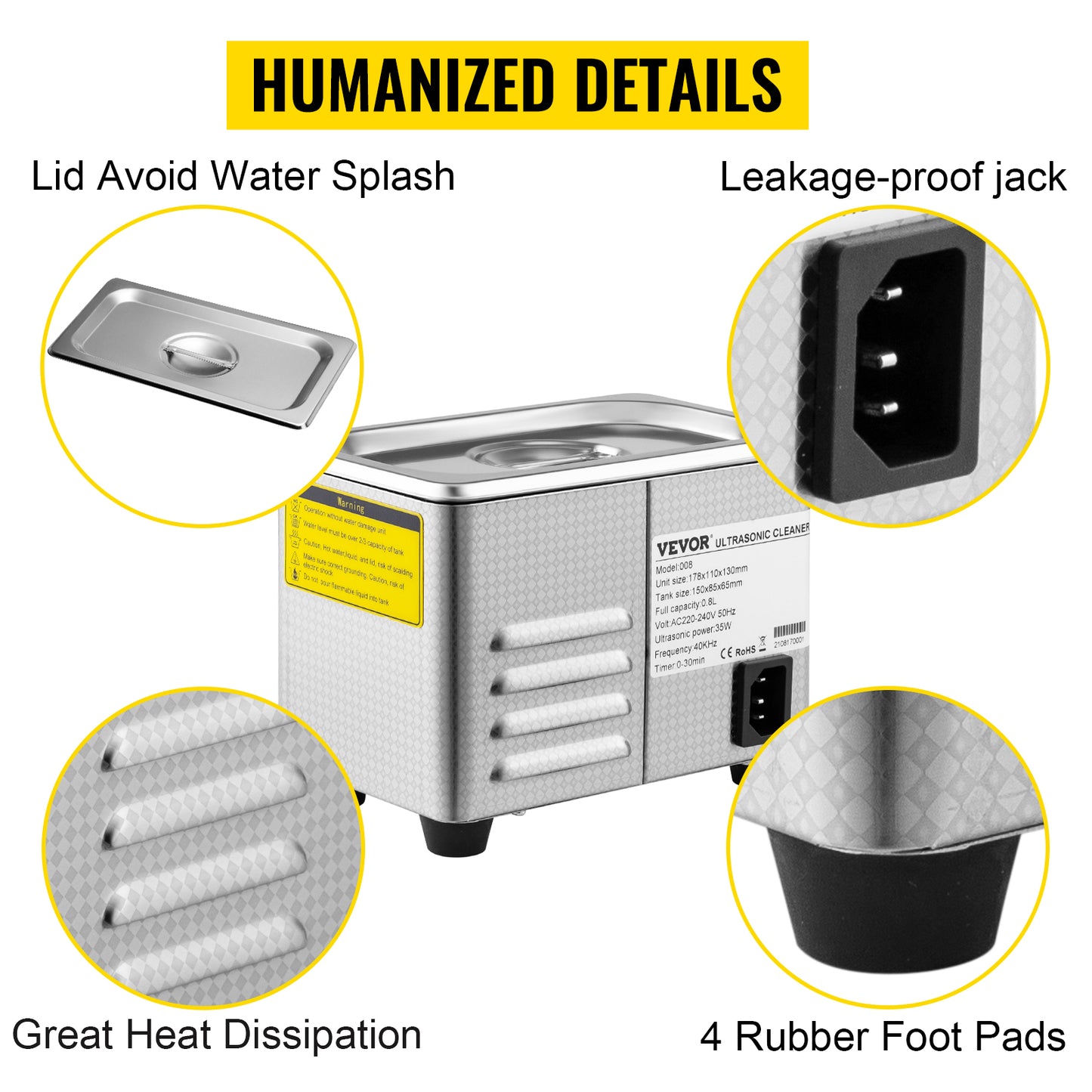 Ultraschall-Reiniger 2025: VEVOR 800ml Ultrasonic Cleaner Portable Washing Machine 35W Mini Dishwasher Collection