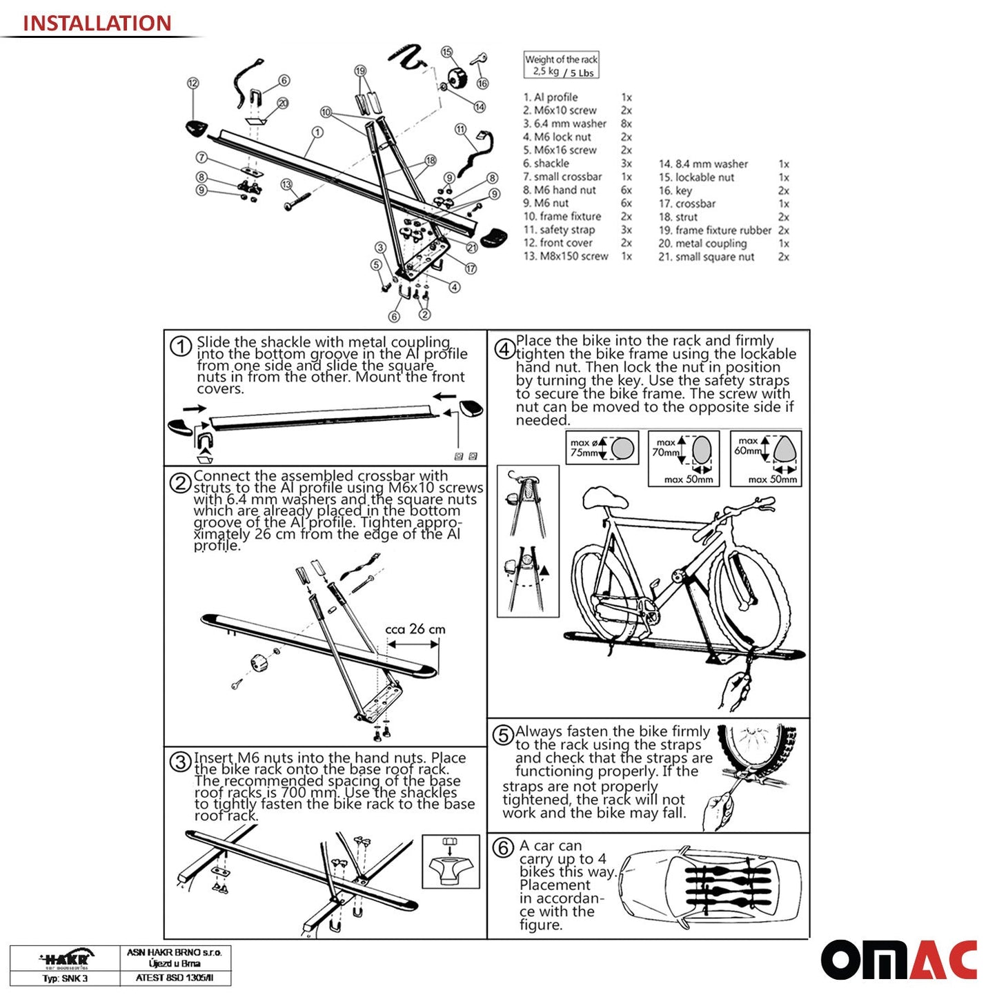 2x Fahrradträger Dachfahrradträger bis 15kg Fahrradhalter Aluminium Fahrräder