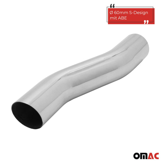 Auspuff Endrohr Edelstahl 1x60mm S-Design AUSPUFF ENDSCHALLDÄMPFER mit ABE