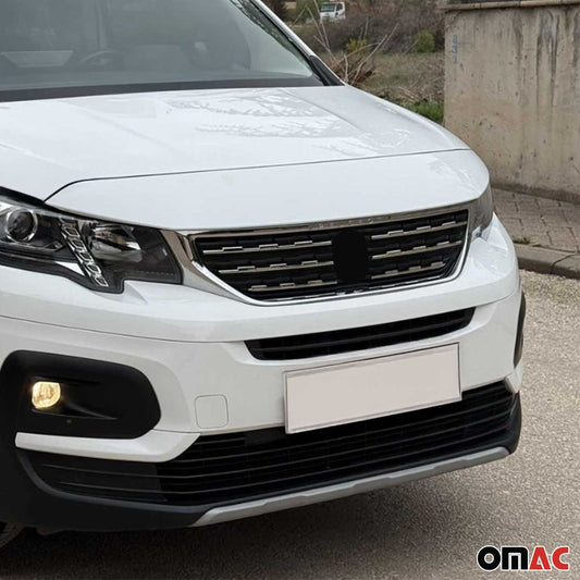 Benzi decorative grilă auto pentru Peugeot Rifter 2018-2025, crom-argintiu, 6 buc.