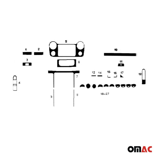 Innenraum Dekor Cockpit für VW Amarok 2010-2016 Wurzelholz Optik 37tlg