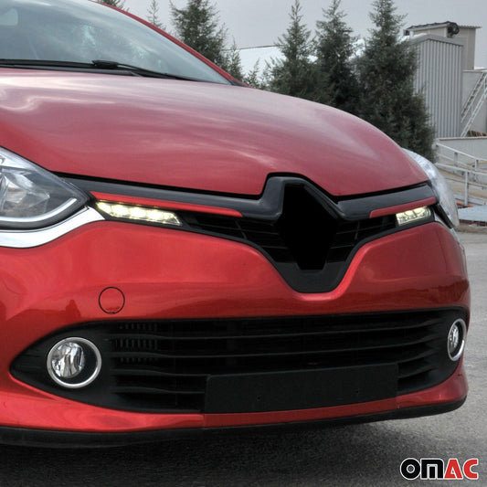 Kühlergrill Leisten Grillleisten für Renault Clio 2012-2019 Edelstahl Rot 2tlg