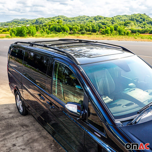 Dachreling + Dachträger Satz für VW Caddy 2020-2025 Kurzer Aluminium Schwarz 4x