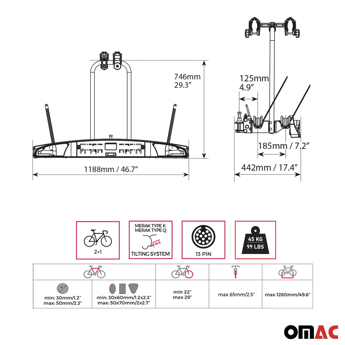 Menabo Fahrradträger Merak K Anhängerkupplung Heckträger für 2 Fahrräder