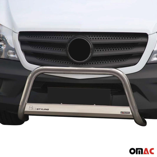 Bară de protecție față din oțel inoxidabil pentru Mercedes Sprinter 2013-18, argintie, 63mm