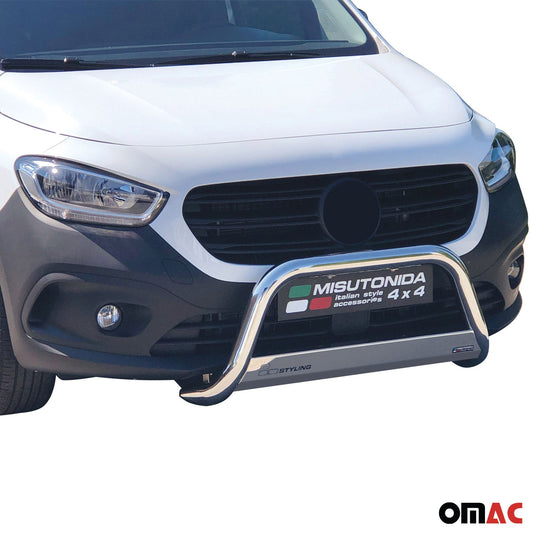 Bară de protecție/buton față pentru Mercedes Citan L2 2021-2025 ø63mm oțel argintiu