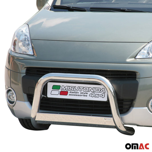 Bară de protecție/buton față pentru Peugeot Partner 2008-2015, ø63mm, oțel, argintiu