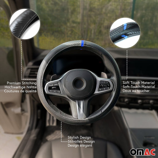 Lenkradbezug Lenkradschoner Lenkrad Abdeckung Schwarz Blau Streifen Ø 38-40 cm