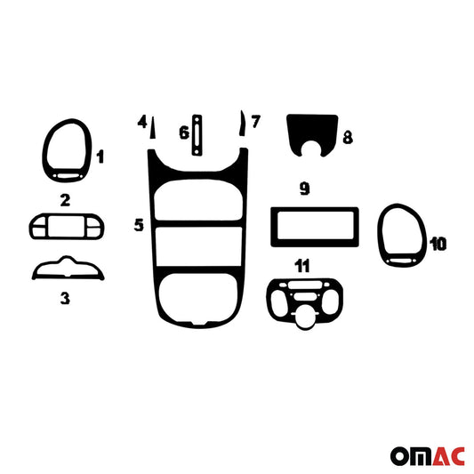 Set ornamente interioare pentru Peugeot 206 1998-2009, aspect lemn, 11 piese