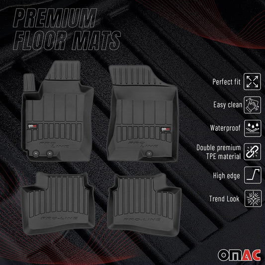 OMAC Gummi Fußmatten für Hyundai i30 2007-2012 Schrägheck Premium TPE Schwarz 4x