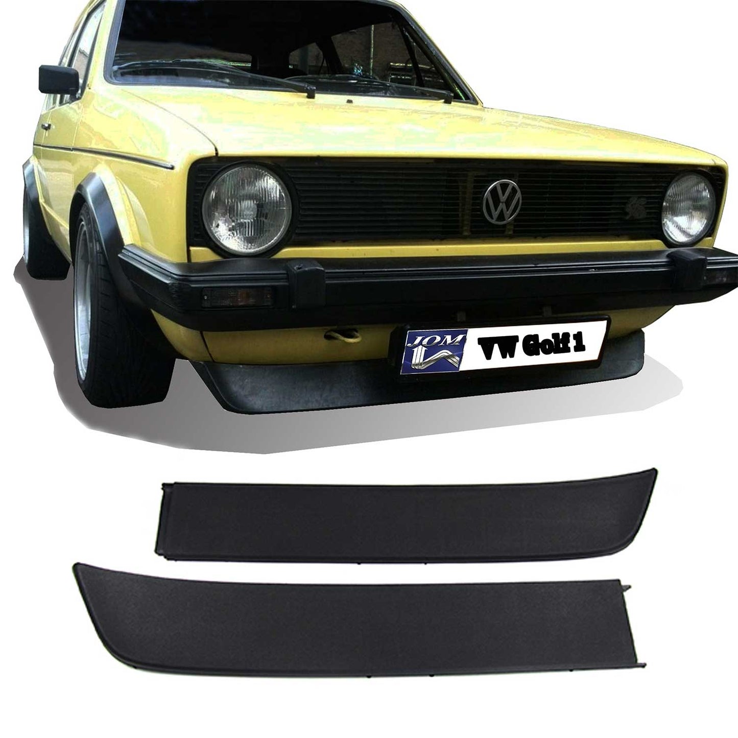 Przedni spoiler JOM do VW Golfa MK1 1974-1983, matowy czarny, zestaw 2 sztuk