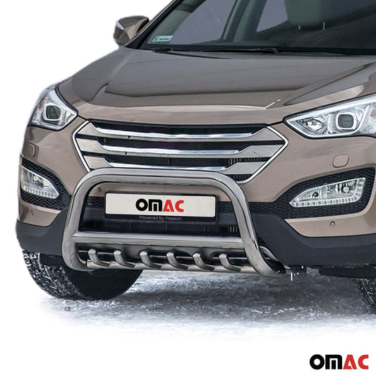 Bară de protecție față din oțel inoxidabil pentru Hyundai Santa Fe 2012-2018, omologată ABE, bară de protecție argintie