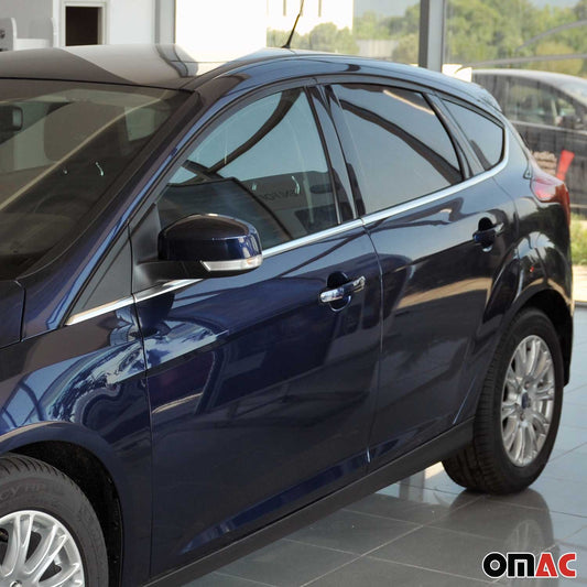 Benzi decorative pentru geamuri Ford Focus hatchback 2011-2015, cromate, set 8 piese