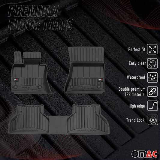 OMAC Gummi Fußmatten für BMW X5 2006-2013 Premium TPE 3D Automatten Schwarz 3x