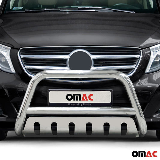 Bară de protecție/buton față pentru Mercedes Clasa 2014-2025, omologată ABE, oțel inoxidabil, argintiu