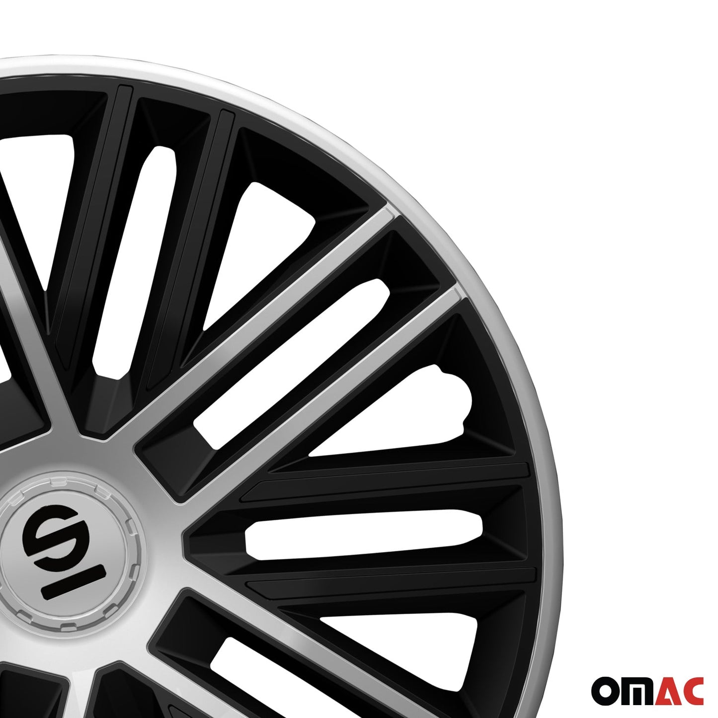 Radkappen Radzierblenden Sparco Bergamo 16" Zoll Abdeckung Set Schwarz Silber 4x