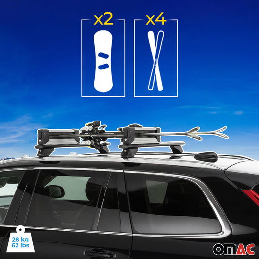 Menabo Uchwyt na narty, snowboard, uniwersalny, zamykany, czarny, 2x