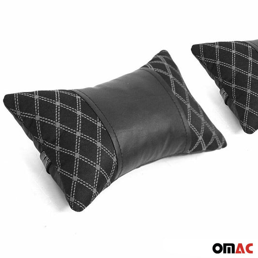Poduszka na zagłówek samochodowy 2-częściowa, poduszka na szyję, skóra, kolor czarny