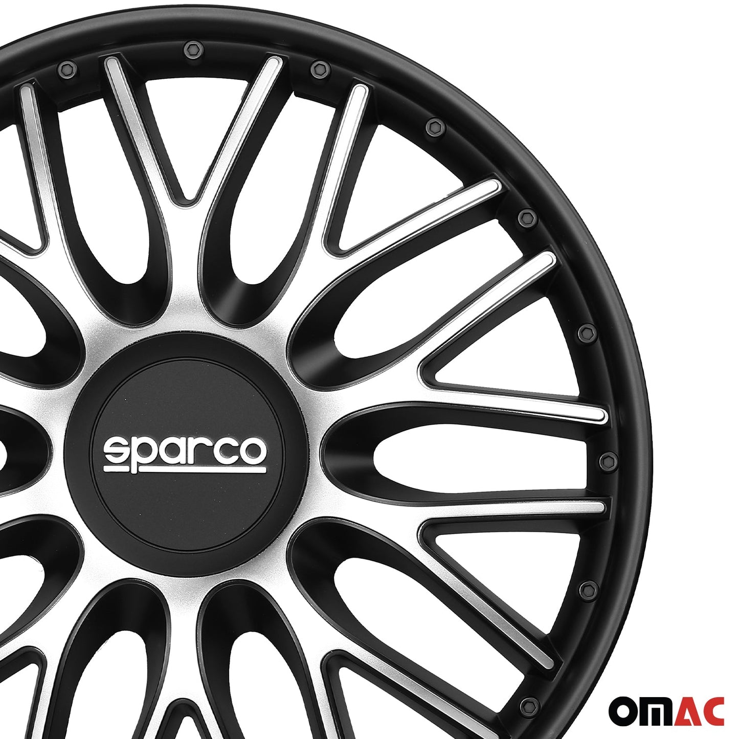 Radkappen Radzierblenden Sparco Roma 16" Zoll Abdeckung Set Silber Schwarz 4x