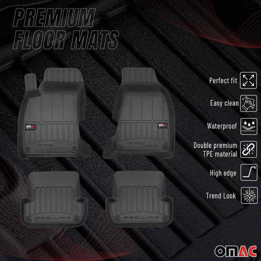 OMAC Premium Gummi Fußmatten für Audi A4 B7 Limo Avant 2004-2008 Schwarz 4x
