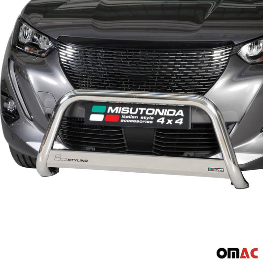 Bară de protecție/buton față pentru Peugeot 2008 2020-2025 ø63mm oțel argintiu protecție