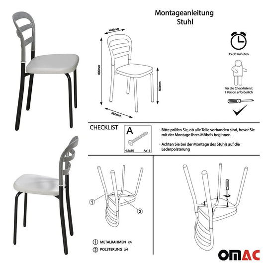 Esszimmerstühle Küchenstuhl Grau 4x Stühl Kunstleder