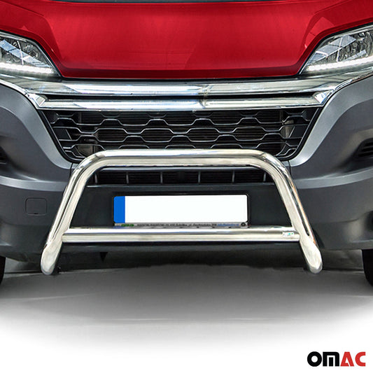 Bară de protecție/buton față pentru Citroen Jumper 2006-2016, oțel, argintiu, cu ABE (omologare de tip germană).