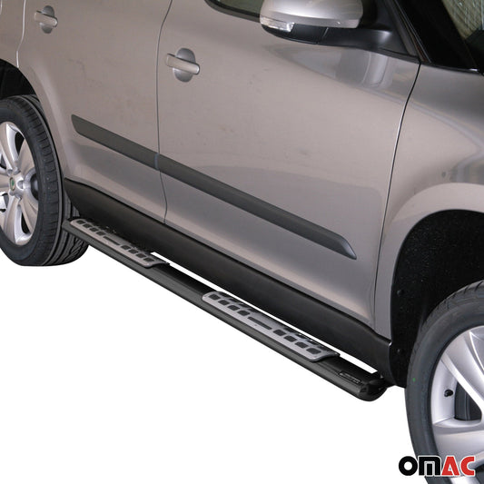 Edelstahl Seitenschweller Schwellerrohre für Skoda Yeti 2009-2013 Schwarz