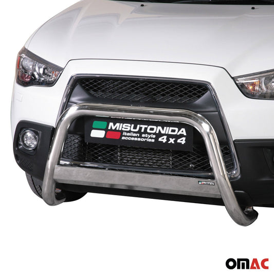 Bară de protecție/buton față pentru Mitsubishi ASX 2010-2012, ø63mm, oțel, argintiu