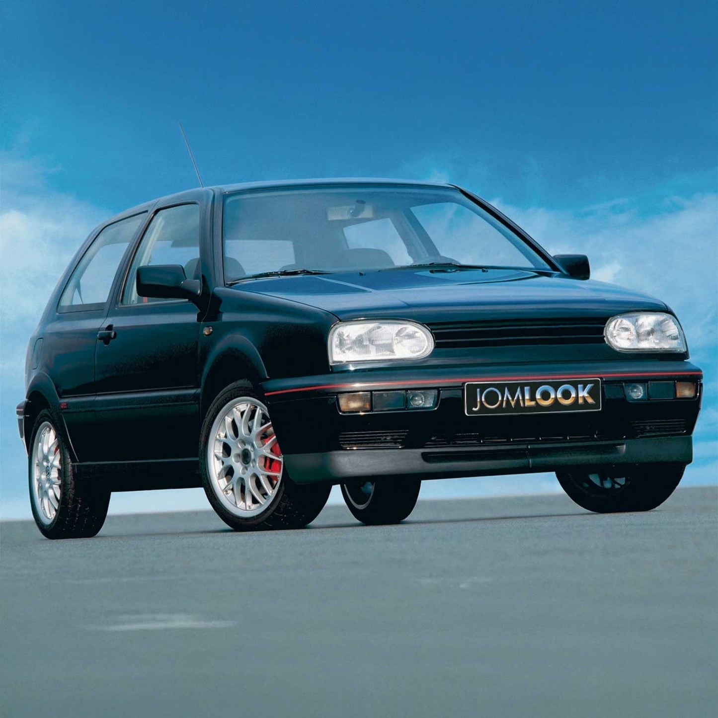 Przedni spoiler zderzaka JOM Splitter do VW Golf MK3, matowy czarny, zestaw 2 sztuk