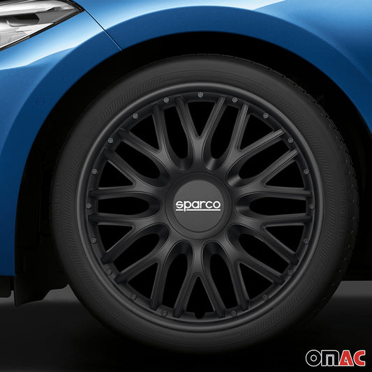 Radkappen Radzierblenden Sparco Roma 16" Zoll Auto Abdeckung Set Schwarz 4x